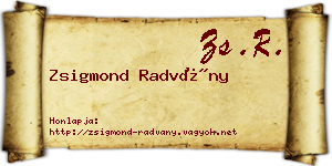 Zsigmond Radvány névjegykártya